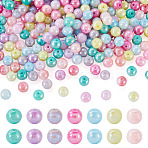 350Pcs 7 Colors Electroplate Opaque Glass Beads Strands, Round, AB Color Plated, Two Tone, Mixed Color, 8~8.5mm, Hole: 1~1.2mm, 50pcs/color(EGLA-TA0013-61)