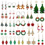 24 Pairs Christmas Theme Alloy Plastic Earrings Sets, with Enamel, Mixed Color, 8mm(FS-WG6FBD6-25)