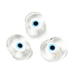 Handmade Evil Eye Lampwork Beads, Oval, Clear, 18x14x7mm, Hole: 2mm(LAMP-G168-02-04)