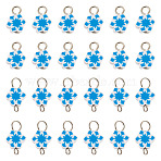 100Pcs 2 Style Handmade Polymer Clay Pendant and Connector Charms, Snowflake, with Iron Findings, Blue, 15~17mm, Hole: 3~4mm, 50pcs/style(PALLOY-TAC0250)