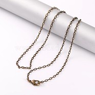 Brass Cable Chain Necklaces, with Lobster Claw Clasps, Antique Bronze, 17.1 inch(45.3cm), 2mm(NJEW-JN01537-01)