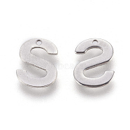 304 Stainless Steel Charms, Letter, Letter.S, 11.5x8.5x0.6mm, Hole: 1mm(STAS-F175-02P-S)
