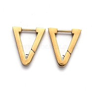 304 Stainless Steel Triangle Huggie Hoop Earrings, Golden, 18x15x3mm, Pin: 1mm(STAS-J033-02D-G)