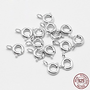Rhodium Plated 925 Sterling Silver Spring Ring Clasps, Electroplate, Platinum, 9x6x1.5mm, Hole: 3mm(STER-G019-02-P01)