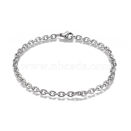 304 Stainless Steel Cable Chain Bracelets, with Lobster Claw Clasp, Stainless Steel Color, 7-7/8 inch(20cm)(BJEW-H532-01P)