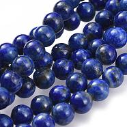 Natural Lapis Lazuli Bead Strands, Round, 6.5mm, Hole: 1mm, about 58~63pcs/strand, 15.5 inch(395mm)(G-G953-01-6mm)