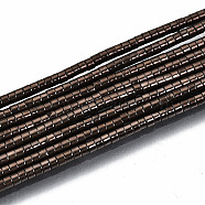 Electroplate Non-magnetic Synthetic Hematite Beads Strands, Column, Coconut Brown, 1.5x1mm, Hole: 0.5mm, about 377~383pcs/strand, 15.75 inch~15.94 inch(40cm~40.5cm)(G-T114-57-01)