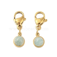 Ion Plating(IP) 316 Surgical Stainless Steel Pendant Decorations, Lobster Clasp Charms with Natural Amazonite, Golden, 18.5mm(STAS-A097-04G-09)