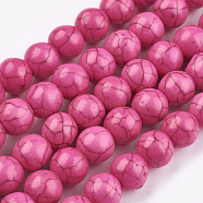 Synthetic Turquoise Beads Strands, Dyed, Round, Fuchsia, 8mm, Hole: 1mm, about 50pcs/strand, 15.35 inch(X-TURQ-G106-8mm-02K)