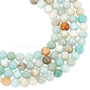 2 Strands Natural Flower Amazonite Beads Strands, Round, 6mm, Hole: 1mm, about 62pcs/strand, 15.2 inch(G-NB0004-46)