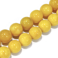Natural Jade Round Bead Strands, 10mm, Hole: 1mm, about 40pcs/strand, 15.7 inch(G-P070-29-10mm)