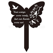 Acrylic Garden Stake, Ground Insert Decor, for Yard, Lawn, Garden Decoration, Butterfly with Memorial Words, Bird, 205x145mm(AJEW-WH0364-013)