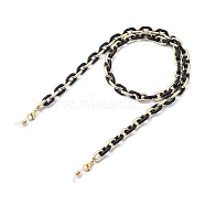 Eyeglasses Chains, Neck Strap for Eyeglasses, with Spray Painted CCB Plastic Cable Chains, 304 Stainless Steel Lobster Claw Clasps and Rubber Loop Ends, Gold, 27.56 inch(70cm)(X-AJEW-EH00203-01)