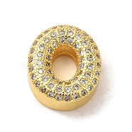 Brass Micro Pave Clear Cubic Zirconia Charms, Real 18K Gold Plated, Letter O, 10.5~13.5x3.5~14x5mm, Hole: 1.8~2x1.8~2.5mm(ZIRC-C009-01G-O)