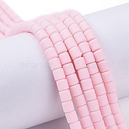 Handmade Polymer Clay Bead Strands, Column, Pink, 6.5x6mm, Hole: 1.2mm, about 61pcs/strand, 15.75 inch(40cm)(CLAY-ZX006-01-03)