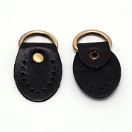 Genuine Leather Bag Accessories, with Antique Bronze Iron D Ring, Bag replacement Accessories, Black, 51x31x1mm, Hole: 1.5mm and 9x19mm(FIND-WH0063-48C)