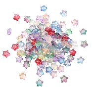100Pcs Transparent Glass Beads, with Glitter Powder, Star, Mixed Color, 8x8x4mm, Hole: 1mm(GLAA-CJ0001-87)