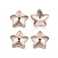 Ion Plating(IP) 304 Stainless Steel Flower Bead Cap, 5-Petal, Rose Gold, 7x7.5x2mm, Hole: 0.8mm(STAS-G127-05RG)