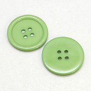 Resin Buttons, Dyed, Flat Round, Light Green, 30x3mm, Hole: 3mm, 98pcs/bag(RESI-D030-30mm-08)