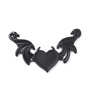 Alloy Emanel Big Pendants, Heart with Wing Charm, Electrophoresis Black, Black, 34x54x3mm, Hole: 1.5mm(FIND-C028-02EB-01)