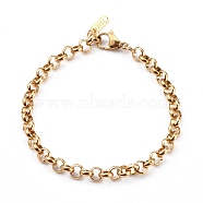 Men's 304 Stainless Steel Rolo Chain Bracelets, with Lobster Claw Clasps, Golden, 8-7/8 inch(22.5cm)(BJEW-JB05995-02)