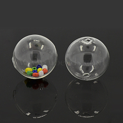 Handmade Blown Glass Globe Beads, Round, Clear, 40mm, Hole: 2mm(X-DH017J-1-40mm)