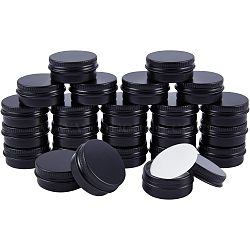 Aluminum Box, with Screw Top Lid, Round, Gunmetal, 3.7x1.7cm, Inner diameter: 3cm, 24pcs/box(CON-NB0001-52B)