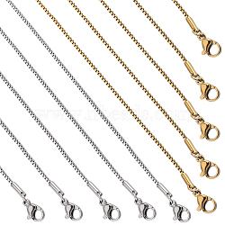 12Pcs 2 Colors 304 Stainless Steel Box Chain Necklaces Set, for Beadable Necklace Making, Golden & Stainless Steel Color, 17.7 inch(45cm), 6Pcs/color(NJEW-SC0001-20)