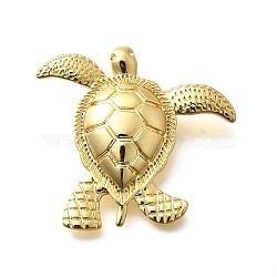 Brass Pendants, Sea Turtle Charms, Real 18K Gold Plated, 28x31x6mm, Hole: 4x2.5mm(KK-B128-06G)