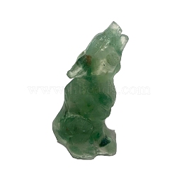 Resin Wolf Display Decoration, with Natural Green Aventurine Chips Inside for Home Office Desk Decoration, 15x25x50mm(PW-WG87335-01)