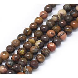 Natural Chinese Writing Stone Round Bead Strands, 4mm, Hole: 1mm, about 98pcs/strand, 15.7 inch(G-P070-12-4mm)