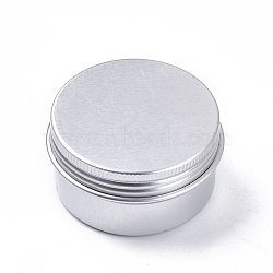 Round Aluminium Tin Cans, Aluminium Jar, Storage Containers for Cosmetic, Candles, Candies, with Screw Top Lid, Platinum, 5x2.6cm(CON-F006-01P)