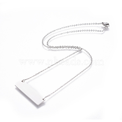 Non-Tarnish 304 Stainless Steel Pendant Necklaces, with Cable Chains, Rectangle, Stainless Steel Color, 19 inch(48.5cm), Pendant: 35x10x1.5mm(NJEW-E141-20P)