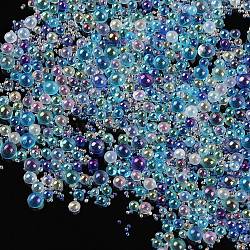 AB-Color Plated DIY 3D Nail Art Decoration Mini Glass Beads, Tiny Caviar Nail Beads, Dark Turquoise, 0.6~3mm(EGLA-TAC0001-02B)
