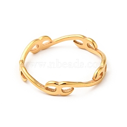 Ion Plating(IP) 201 Stainless Steel Letter X Finger Ring for Women, Golden, US Size 6 1/4(16.7mm)(RJEW-G266-14G)