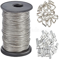 Jewelry Findings, with Tiger Tail Wire, Aluminum Slide Charms/Slider Beads and 304 Stainless Steel Wire Guardian and Protectors, Platinum & Silver Color Plated(FIND-GA0001-05A)