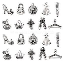 100Pcs 10 Style Tibetan Style Alloy Pendants, Cadmium Free & Lead Free, Perfume & Mirror & High-Heeled Shoes, Mixed Shapes , Antique Silver, 13~34x9~23x1~4mm, Hole: 2mm, 10pcs/style(TIBEP-CJ0001-75)