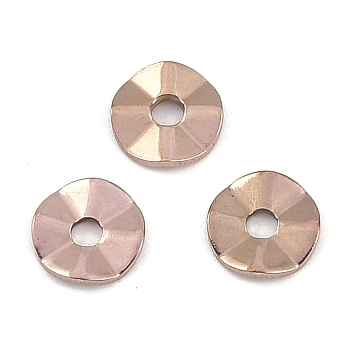 Ion Plating(IP) 304 Stainless Steel Charms, Flat Round Charm, Rose Gold, 7x1mm, Hole: 1.8mm