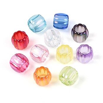 UV Plating Transparent Acrylic European Beads, Large Hole Beads, Iridescent, Mixed Color, 13x11mm, Hole: 7.8mm