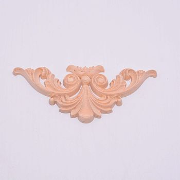 Natural Solid Wood Carved Onlay Applique Craft, Unpainted Onlay Furniture Home Decoration, BurlyWood, 72x160x7mm