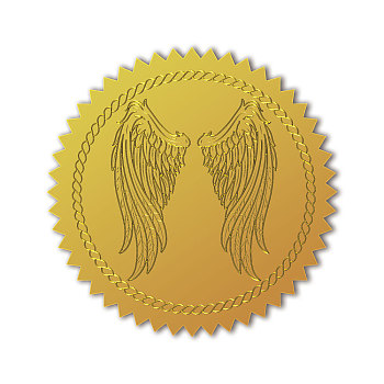 Self Adhesive Gold Foil Embossed Stickers, Medal Decoration Sticker, Wing, 5x5cm