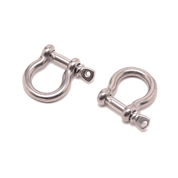 Brass D-Ring Anchor Shackle Clasps, for Bracelets Making, Platinum, 24x25x7.5mm, Hole: 1.8mm