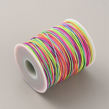Round Polyester Elastic Cord, Segment Dyed, with Spool, Colorful, 1mm, about 109.36 Yards(100m)/Roll