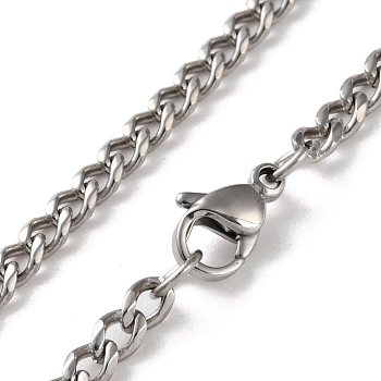 304 Stainless Steel Cuban Link Chain Necklaces for Men, Stainless Steel Color, 19.76 inch(50.2cm), link: 5x3.5x1mm