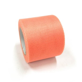 Deco Mesh Ribbons, Tulle Fabric, Tulle Roll Spool Fabric For Skirt Making, Tomato, 2 inch(5cm), about 25yards/roll(22.86m/roll)
