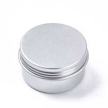 Round Aluminium Tin Cans, Aluminium Jar, Storage Containers for Cosmetic, Candles, Candies, with Screw Top Lid, Platinum, 5x2.6cm