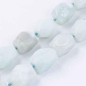 Natural Amazonite Beads Strands, Faceted, Oval, 18~20x11~19mm, Hole: 1.5mm, about 19~20pcs/strand, 16.3~16.4 inch(41.5~41.7cm)