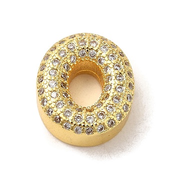 Brass Micro Pave Clear Cubic Zirconia Charms, Real 18K Gold Plated, Letter O, 10.5~13.5x3.5~14x5mm, Hole: 1.8~2x1.8~2.5mm