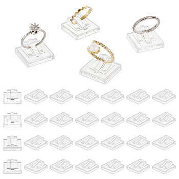 Square Transparent Acrylic Single Ring Display Stands, Finger Ring Showing Holder, Clear, 2.2x2.2x0.9cm