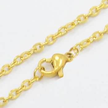 304 Stainless Steel Cable Chain Necklaces, with Lobster Claw Clasps, Golden, 19.7 inch(50cm)